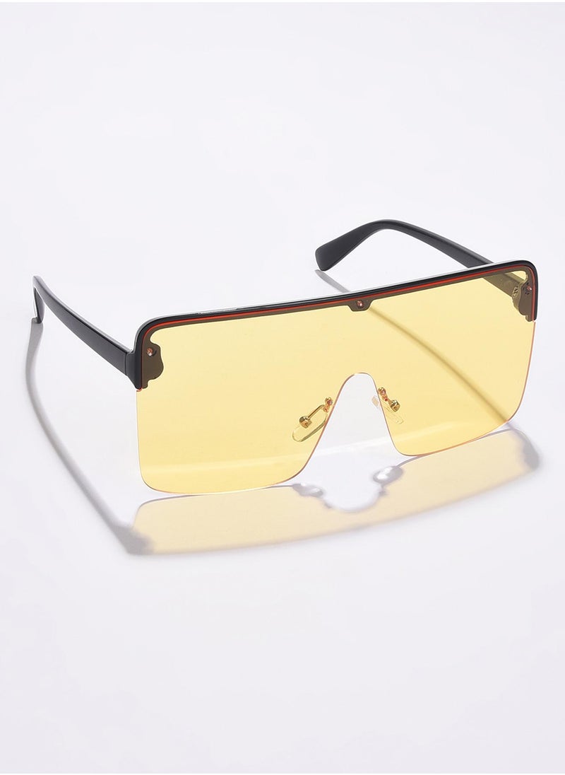 Haute Sauce Yellow Lens Black Oversized Sunglasses  - Image 1