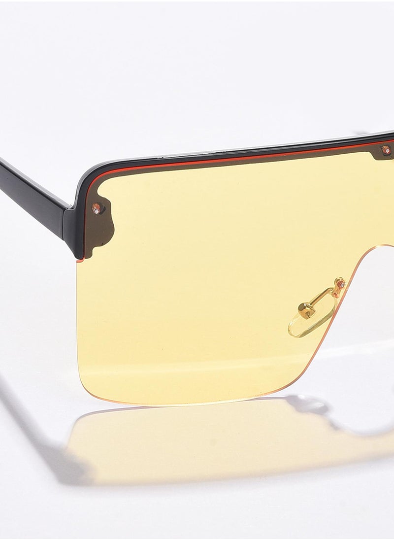 Haute Sauce Yellow Lens Black Oversized Sunglasses  - Image 2