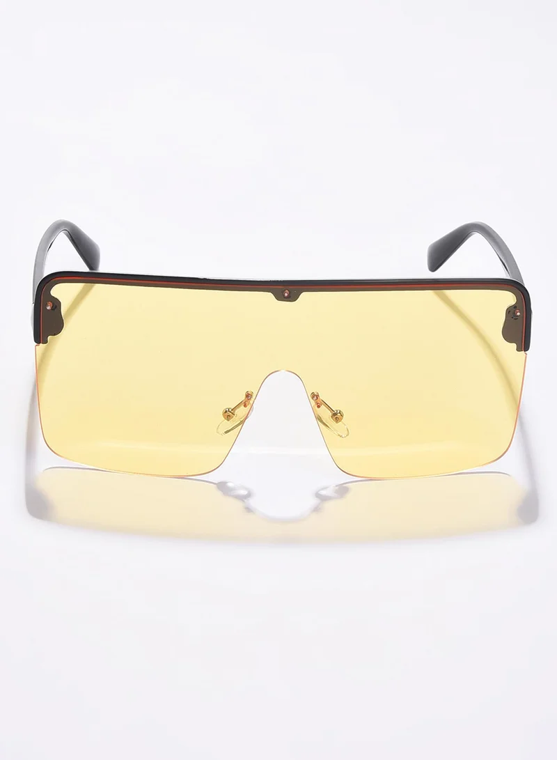 Haute Sauce Yellow Lens Black Oversized Sunglasses