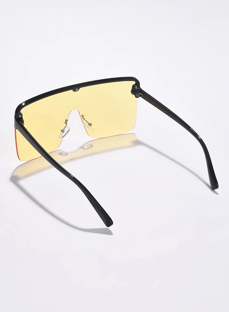 Haute Sauce Yellow Lens Black Oversized Sunglasses