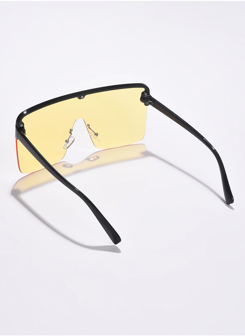Haute Sauce Yellow Lens Black Oversized Sunglasses  - Image 4