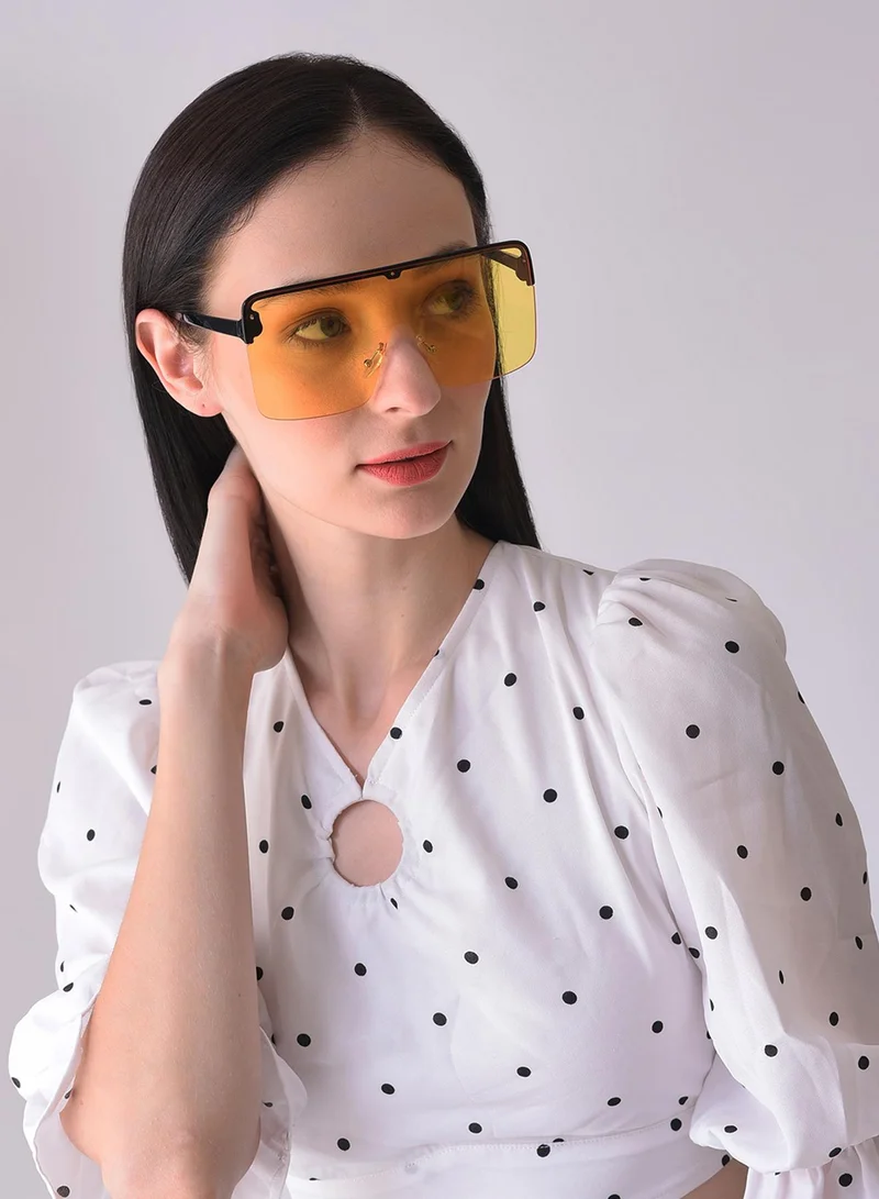 Haute Sauce Yellow Lens Black Oversized Sunglasses