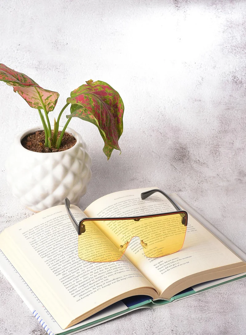 Haute Sauce Yellow Lens Black Oversized Sunglasses
