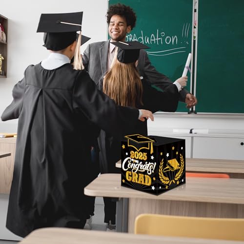 algpty Graduation Wish Cards with Black and Gold Card Holder Box - 36PCS Class Of 2025 Advice Cards and 2025 Congrats Grad Card Box for Graduation Party Supplies Decoration - Image 4