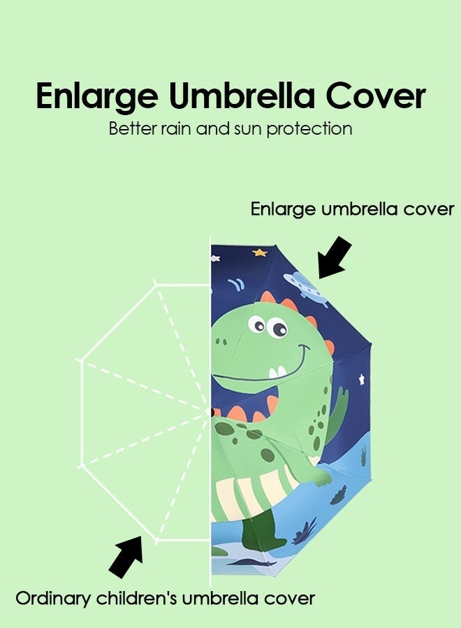كيلا مظلة قابلة للطي على شكل ديناصور كرتوني للأطفال، آمنة ومضادة للارتداد، فتح وإغلاق يدوي، مقاومة للرياح والمطر، خفيفة الوزن وصغيرة الحجم، مشمسة وممطرة، خضراء - Image 5