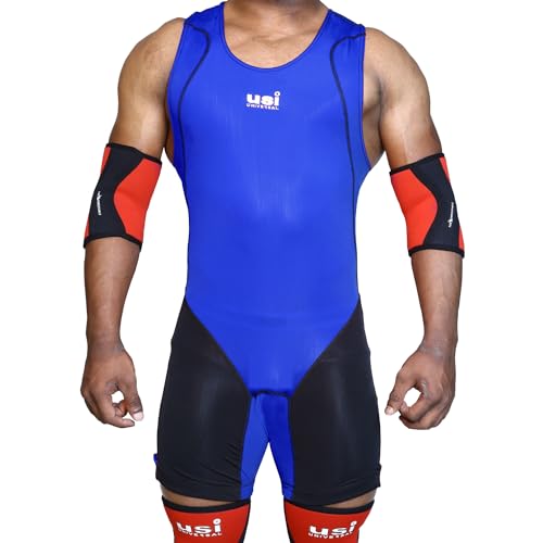 USI UNIVERSAL 419WSM Wrestling Suit for Men, Wrestling Singlet with Nylon Elastane Fabric 210 GSM, Irritation Free Flat Lock Seam (Blue, Size XL) - Image 3