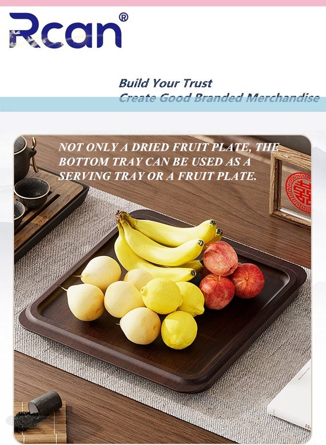 Rcan 4 Grid Wood Grain Fruit Plate Dried Fruit Nut Candy Plate Candy Snacks Nuts And Candy Storage Box Fruit and Vegetable Snack Storage Container For Family Hotel Gatherings And Parties - Image 5
