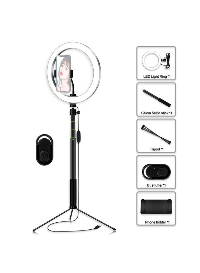 Loquat Dimmable LED Ring Video Light With Selfie Stick Black - Image 5