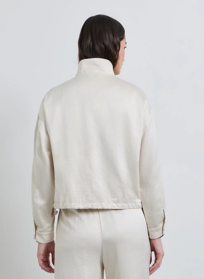 Styli  Khaki Regular Fit Bomber Jacket for Women | Best Price UAE