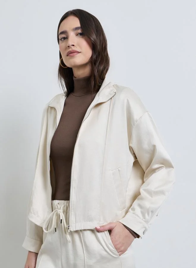 Khaki Regular Fit Bomber Jacket