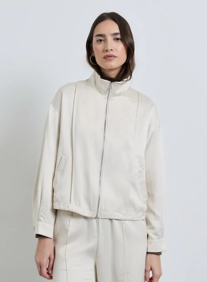 Styli  Khaki Regular Fit Bomber Jacket for Women | Best Price UAE