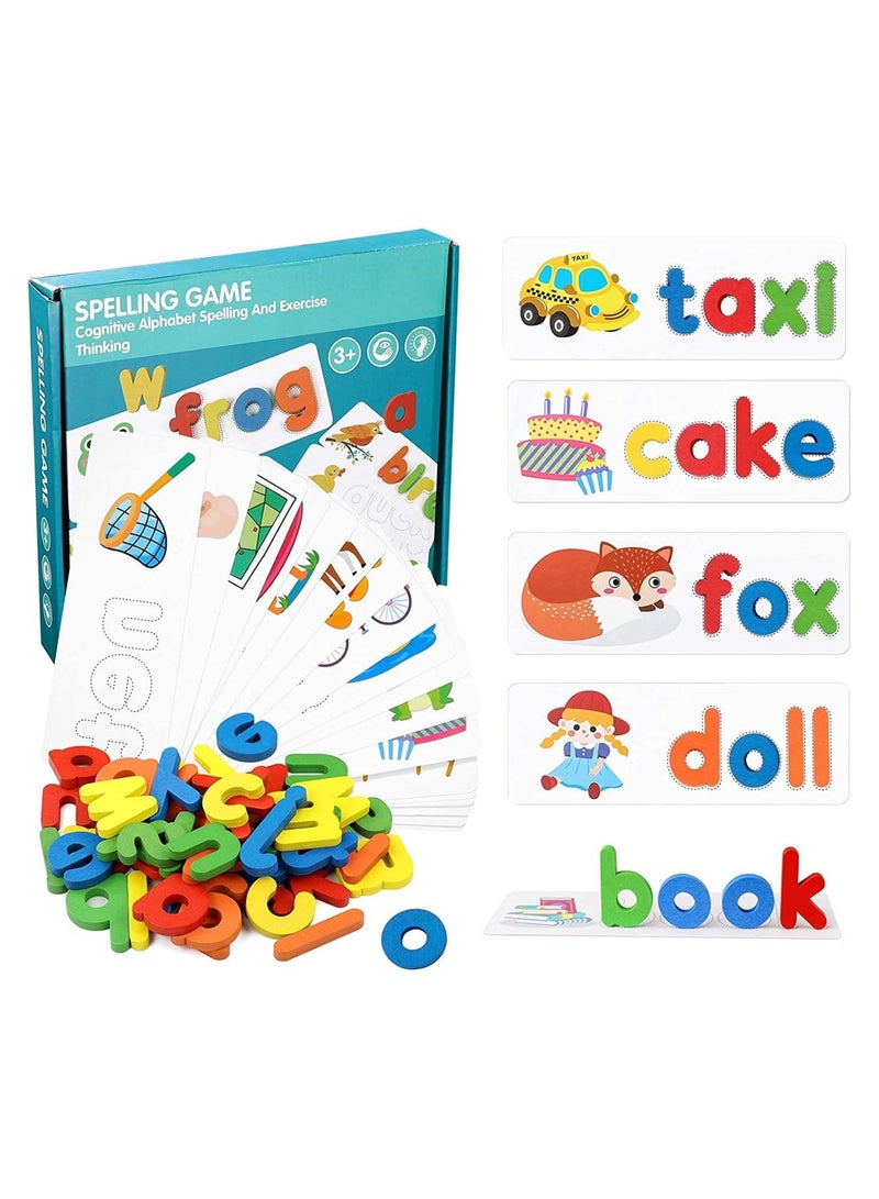 أوريتي ألعاب ألعاب تهجئة ، مجموعة ألعاب ألغاز الأبجدية الخشبية ، تعلم الكلمات وألعاب مطابقة الحروف ، تطوير مهارات تهجئة الكلمات الأبجدية ، ألعاب تعليمية للأطفال الذين تزيد أعمارهم عن 3 سنوات - Image 1
