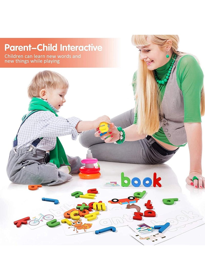 أوريتي ألعاب ألعاب تهجئة ، مجموعة ألعاب ألغاز الأبجدية الخشبية ، تعلم الكلمات وألعاب مطابقة الحروف ، تطوير مهارات تهجئة الكلمات الأبجدية ، ألعاب تعليمية للأطفال الذين تزيد أعمارهم عن 3 سنوات - Image 4