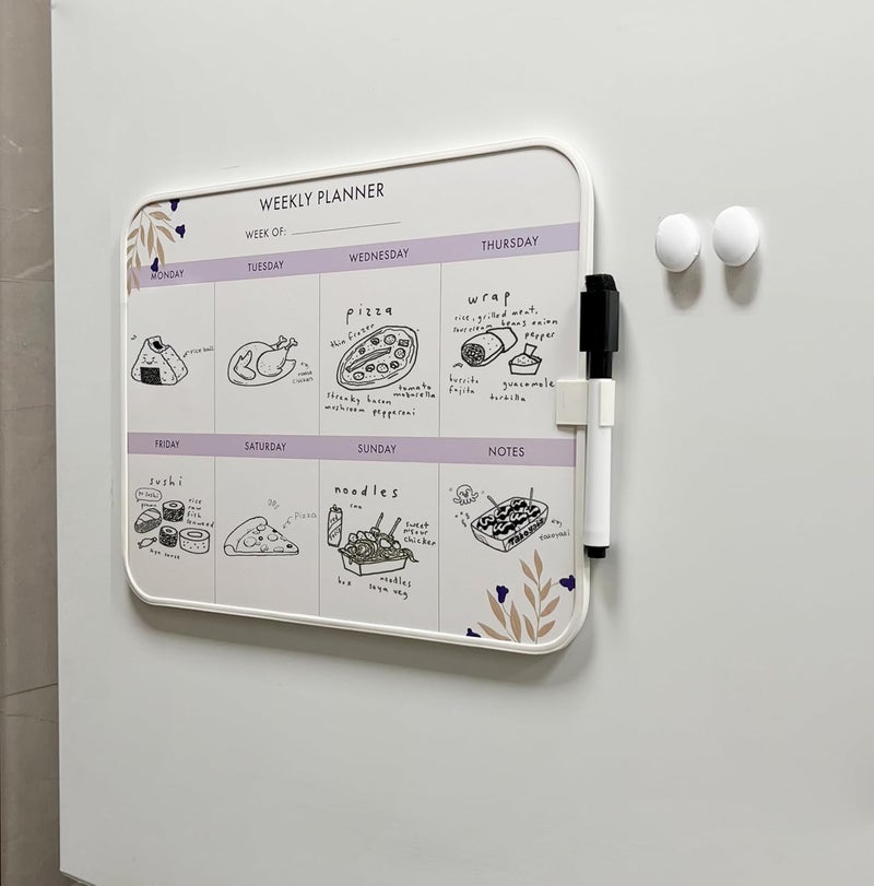 Tarkan Magnetic White Board for Fridge, Dry Erase Weekly Menu Planner with Pen & Mini Magnets (8.5x11 Inch) - Image 1