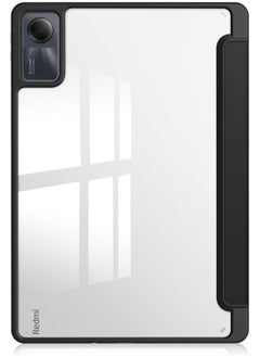 VKL حافظة لجهاز Xiaomi Redmi Pad SE مقاس 11.0 بوصة تم إصدارها 2023، غطاء ذكي رفيع قابل للطي للنوم/الاستيقاظ التلقائي، مع فتحة قلم رصاص، غطاء خلفي شفاف شفاف (أسود)  - Image 2
