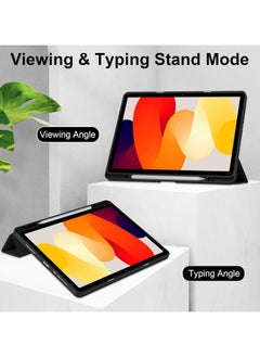 VKL حافظة لجهاز Xiaomi Redmi Pad SE مقاس 11.0 بوصة تم إصدارها 2023، غطاء ذكي رفيع قابل للطي للنوم/الاستيقاظ التلقائي، مع فتحة قلم رصاص، غطاء خلفي شفاف شفاف (أسود)  - Image 5