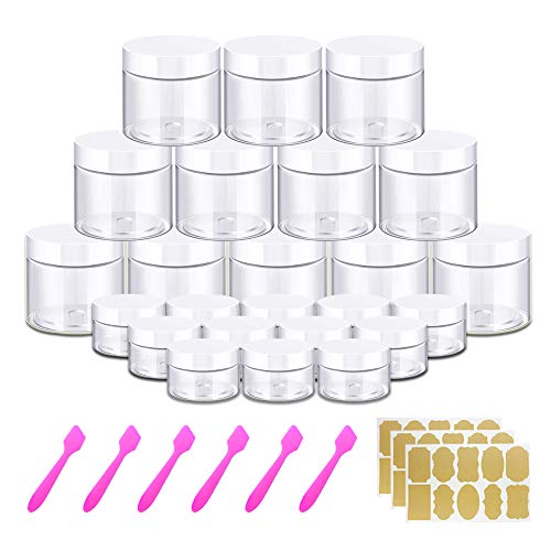 AMORIX 4OZ Slime Containers with Lids + 20 Gram Round Samples Jars (Set of 24)- Empty Small Plastic Containers with Lids for Lip Scrub, Body Butters, Cream, Slime, Craft Storage - Image 1
