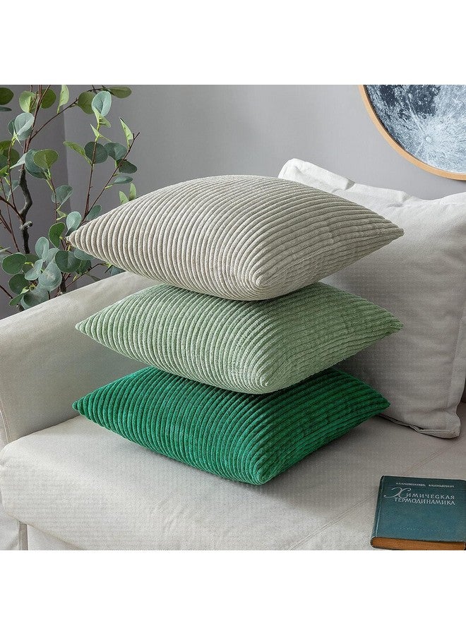 Guffaw Throw Pillow Covers Corduroy with Stripe Pattern Multy Colour Square Soft Cushion Covers Pack of 2 for Couch Bedroom Sofa Living Room Bed Chair (18x18inches, sage Green) - Image 4