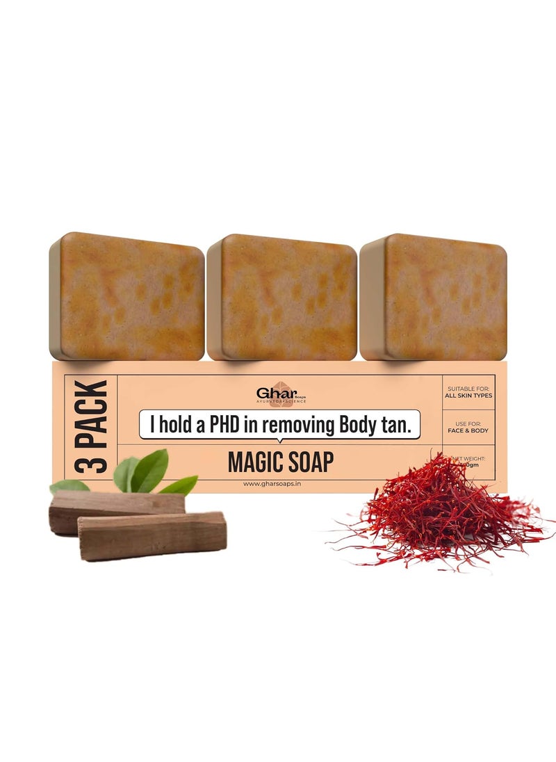 Ghar soaps - Sandalwood  Saffron Magic Soaps For Bath  Paraben Free  Chandan  Kesar Bath Soap  Handmade Soaps For Glowing  Skin lightening Soap For Men  Women 1058 - Image 1