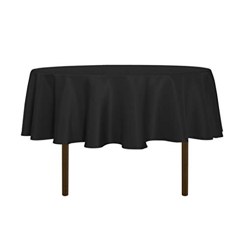 sancua Round Tablecloth 60 Inch Fits 2048 Inch Tables Water Resistant Spill Proof Washable Polyester Table Cloth Decorative Fabric Table Cover for Dining Buffet Parties and Camping Black