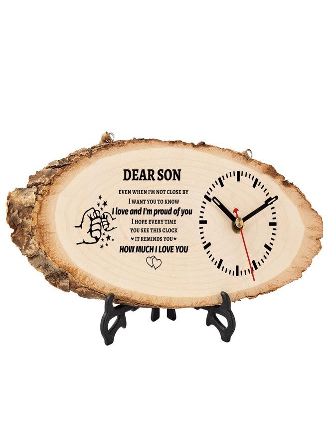 BeauGift Gifts for Son, Wooden Clock Gifts for Son from Mom Dad, Birthday Gifts for Son in Law, Present from Mother Father to My Son - Image 1