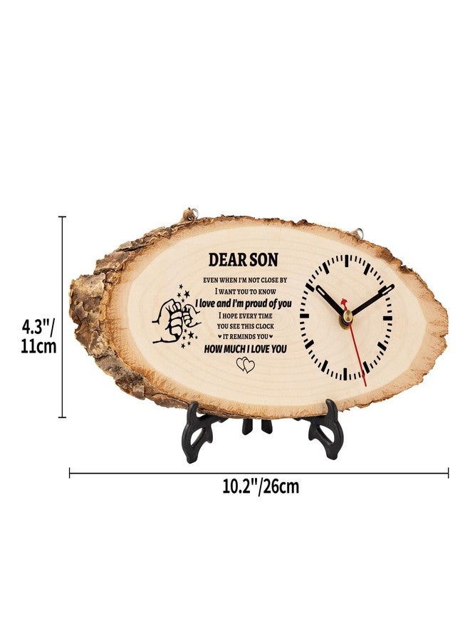 BeauGift Gifts for Son, Wooden Clock Gifts for Son from Mom Dad, Birthday Gifts for Son in Law, Present from Mother Father to My Son - Image 2