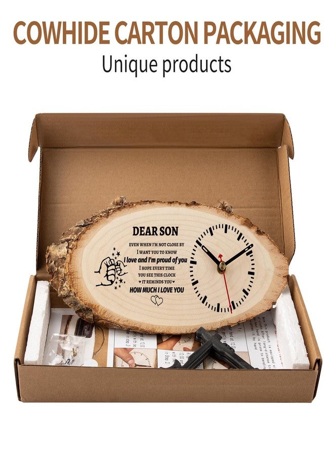 BeauGift Gifts for Son, Wooden Clock Gifts for Son from Mom Dad, Birthday Gifts for Son in Law, Present from Mother Father to My Son - Image 4