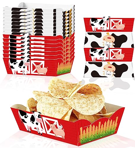 Caoekego 24 Pcs Farm Animal Snack Bowl Party Supplies，Farm Food Trays for Farm Birthday Party Barn Bash Birthday Decorations - Image 1