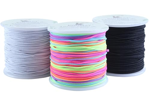 KONMAY 1.0mm Stretchy Bracelet String, Elastic Beading Cord for Pony Beads, Kandi Bracelets, Necklaces & DIY Crafts, Mixed, 50 Yards Each - Image 1
