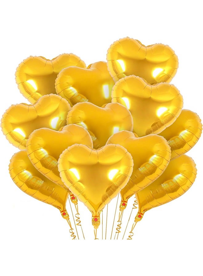 10 قطع بالونات على شكل قلب ذهبي، بالونات على شكل قلب من الفويل، بالونات رومانسية لتزيين الحفلات مقاس 45.72 سم - Image 1
