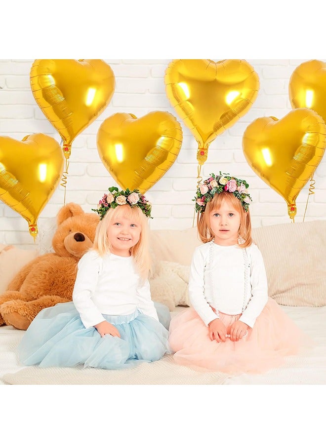 10 قطع بالونات على شكل قلب ذهبي، بالونات على شكل قلب من الفويل، بالونات رومانسية لتزيين الحفلات مقاس 45.72 سم - Image 2