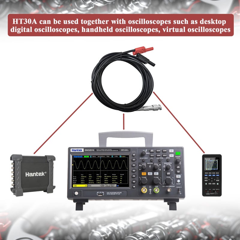 Hantek BNC Cable Test Leads HT30A 3M Heavy Duty Auto Test Line BNC to Banana Head Adapter Cable Input Resistance - Image 4