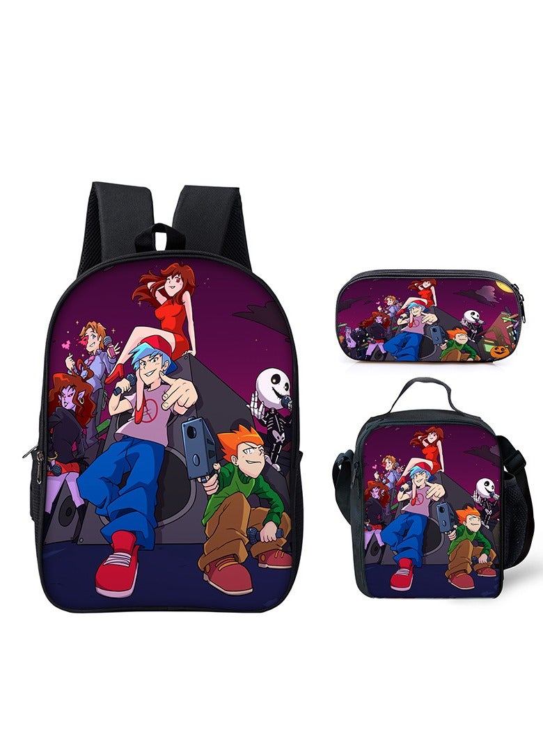 Cartoon Peripheral Pattern Student Backpack Three-piece Printed School Bag