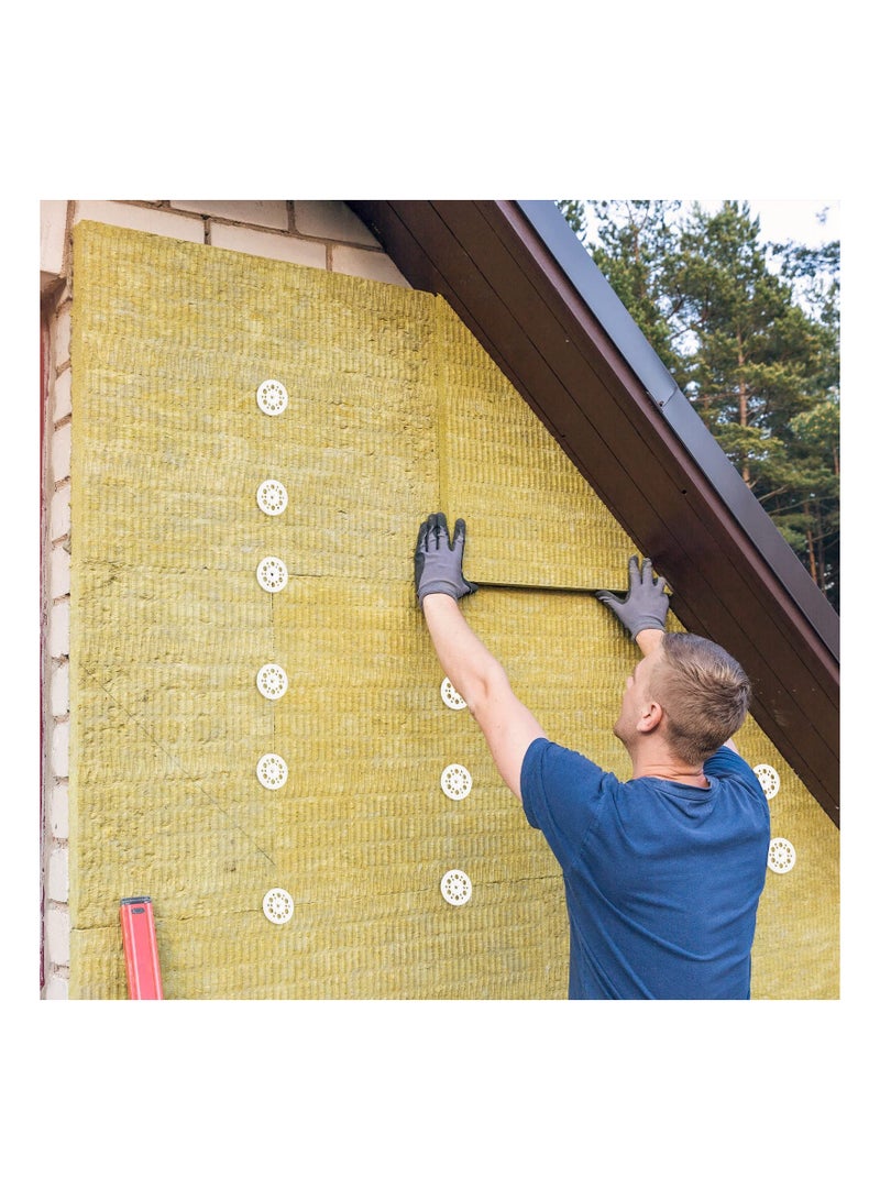 100 قطعة غسالات بلاستيكية بحجم 45 مم لتوزيع الحمل، غسالات بولي بروبيلين لتثبيت ودعم ألواح العزل الرغوية الصلبة، سهلة الإزالة للبراغي والمسامير. - Image 3