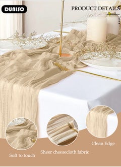 DUNISO Cheesecloth Table Runner, Boho Gauze Table Runner, Rustic Transparent Table Decor, Wedding Table Runner Bridal Shower Decoration, Vintage Table Centerpieces for Baby Shower Arch Birthday Party Dinner Events  - Image 2