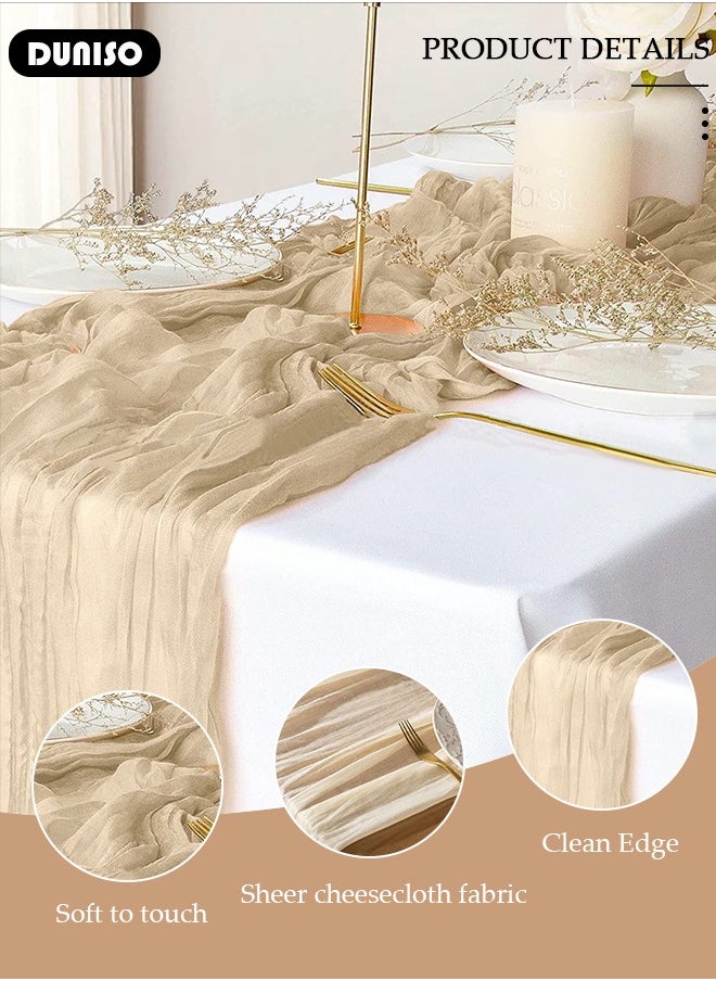 DUNISO Cheesecloth Table Runner, Boho Gauze Table Runner, Rustic Transparent Table Decor, Wedding Table Runner Bridal Shower Decoration, Vintage Table Centerpieces for Baby Shower Arch Birthday Party Dinner Events  - Image 2