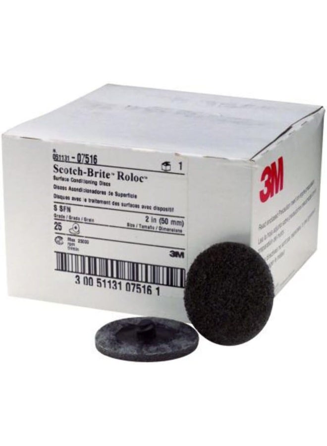 3M 3M 7516 2" Scotch Brite Roloc Surface Conditioning Discs, Super Fine, Gray - 25 Per Box - Image 2