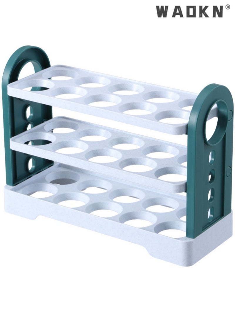 دبليو أيه أو كي أن بيضة تخزين مربع ، رف البيض في الثلاجة ، ثلاجة تخزين البيض حاوية ، ثلاجة تخزين البيض ، البلاستيك موزع البيض ، علبة البيض والبيض كارتون - 3 طبقات - Image 1