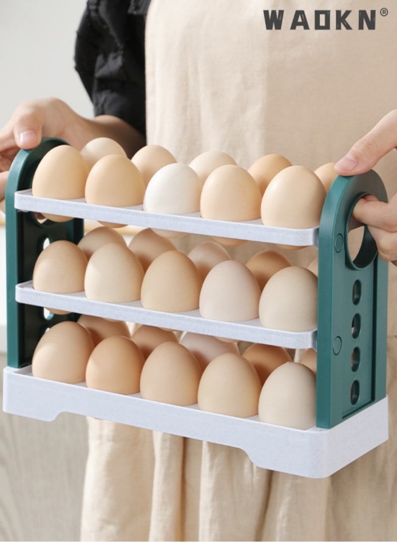 دبليو أيه أو كي أن بيضة تخزين مربع ، رف البيض في الثلاجة ، ثلاجة تخزين البيض حاوية ، ثلاجة تخزين البيض ، البلاستيك موزع البيض ، علبة البيض والبيض كارتون - 3 طبقات - Image 4