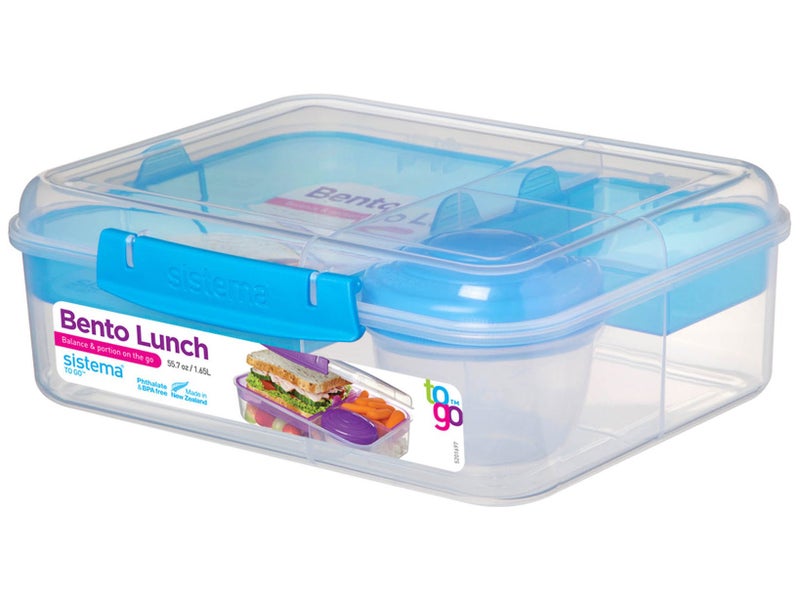 Sistema Bento Box Adult Lunch Box with 2 Compartments, Sandwhich Container, and Salad Dressing Container, Dishwasher Safe, Color May Vary - Image 4