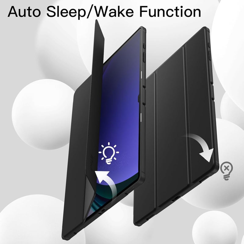 Jetech Case For Samsung Galaxy Tab S10 Ultra/Tab S9 Ultra 14.6 Inch With S Pen Holder, Soft Tpu Tri-Fold Stand Protective Tablet Cover, Support S Pen Charging, Auto Wake/Sleep Graphite Black - Image 5
