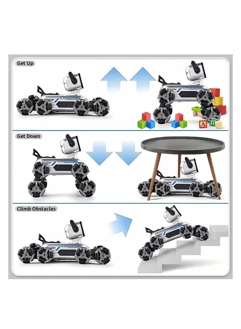 JAJEEK Remote Controlled Robot Dog Toy with 2.4GHz Control, Eight Wheel Drive Stunt Robot, Music and LED Lights, Sensor Control, Dual Rechargeable Batteries, Interactive Gift for Kids - Image 5