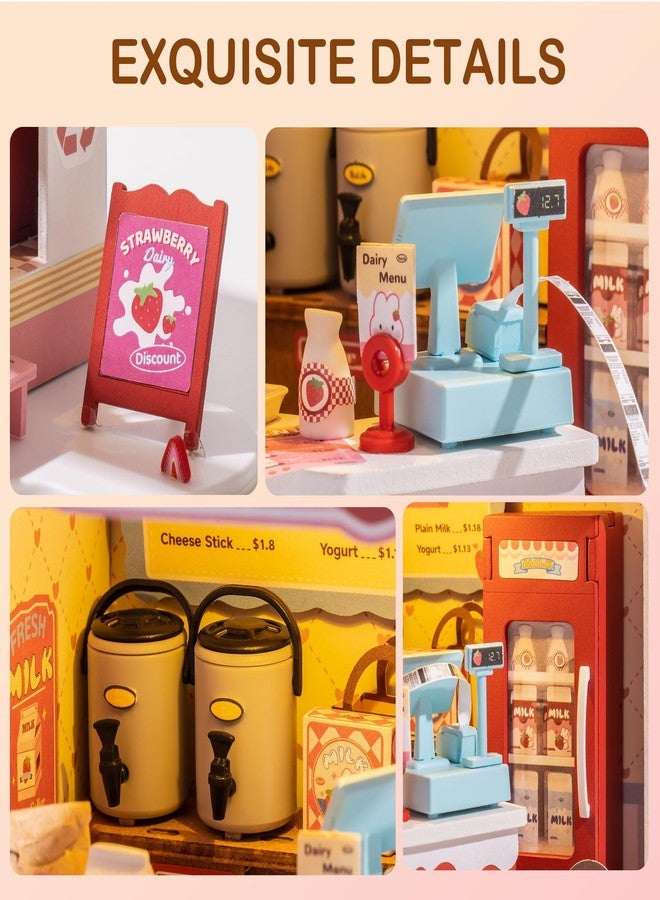 Wowood DIY Mini House Building Miniature Kit Milkbox, Miniverse Lifestyle Bookshelf Decoration, Cute Craft Kits for Women or Girls 14+, Kawaii Gifts Hobbies for Crafters (Strawberry Milkbox) - Image 5