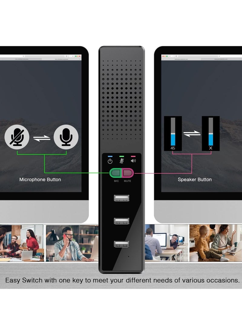 erorex 3-in-1 Computer Speaker with Microphone, USB Powered PC Speakers for Smart Home Office and Online Study, Portable External Desk Speakers with Hubs, Plug & Play - Image 2