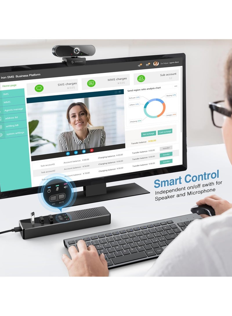 erorex 3-in-1 Computer Speaker with Microphone, USB Powered PC Speakers for Smart Home Office and Online Study, Portable External Desk Speakers with Hubs, Plug & Play - Image 3