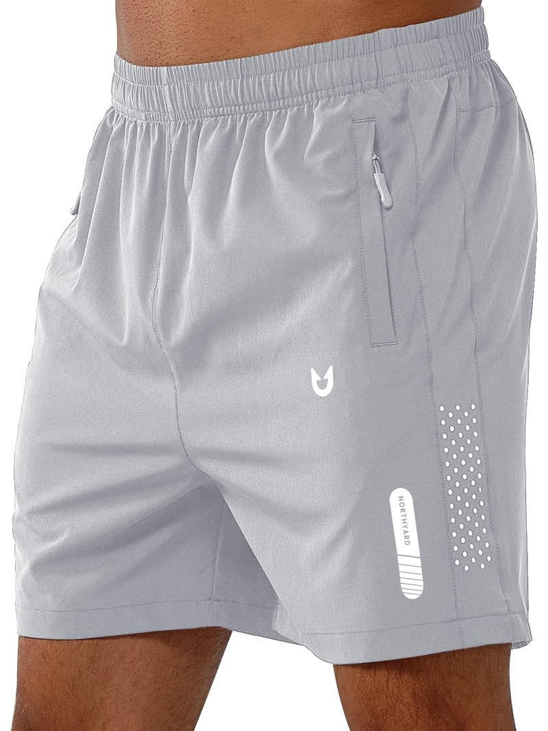 NORTHYARD Men's Athletic Running Shorts Gym Workout Shorts 7"/ 9"/ 5" Quick Dry Lightweight Sports Basketball Exercise Tennis Exercise GREY-5inch XL - Image 1