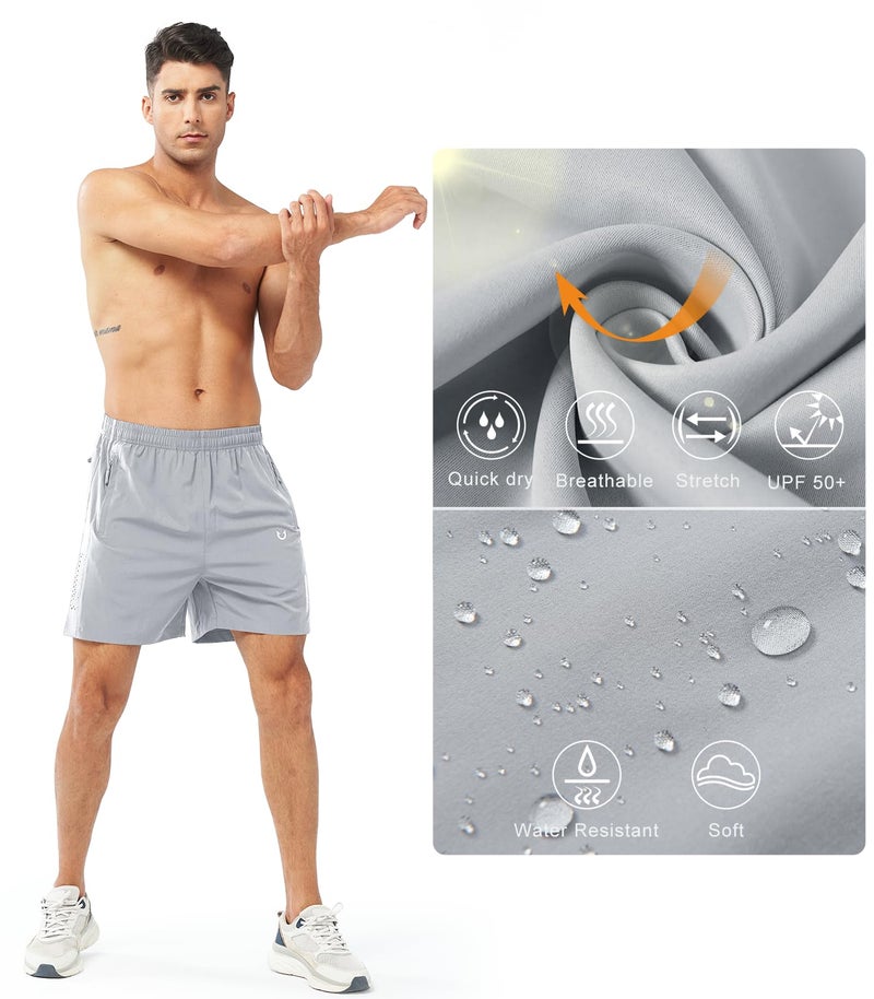 NORTHYARD Men's Athletic Running Shorts Gym Workout Shorts 7"/ 9"/ 5" Quick Dry Lightweight Sports Basketball Exercise Tennis Exercise GREY-5inch XL - Image 4