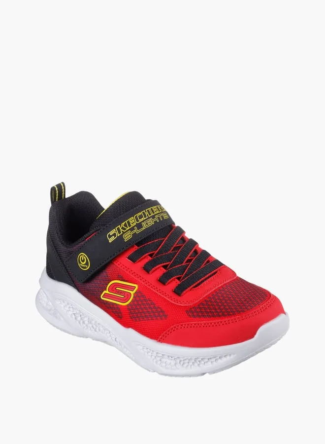 SKECHERS Boys' Printed Light-Up Sports Shoes With Hook And Loop Closure -  Meteorlights