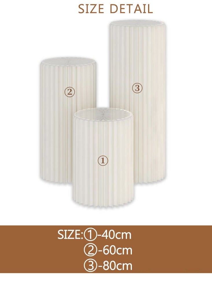 قوس قاعدة الأعمدة ، رف عرض الطعام المتداخل مع الحفلات ، جناح البوفيهات العمودية ، رف عرض أسطوانة ، قاعدة الورق القابلة للطي لعرض 3 مجموعات ، رف كعكة الحلويات مع كوب ورقي لعرض الحفلات - Image 3