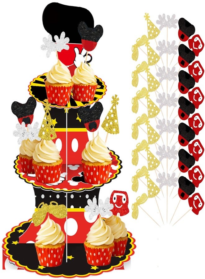 BOGAZNET Cupcake Stand with 35 Toppers - 3-Tier Dessert Tower and Birthday Decorations Set Cute Picks for Cupcakes Party Display Kids Celebrations Baby Showers and Themed Events - Image 2